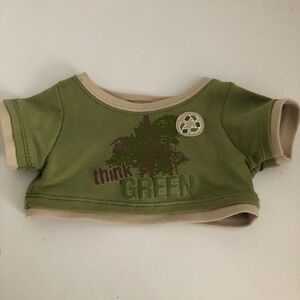 Build-A-Bear Think Green Tan and Green Shirt
